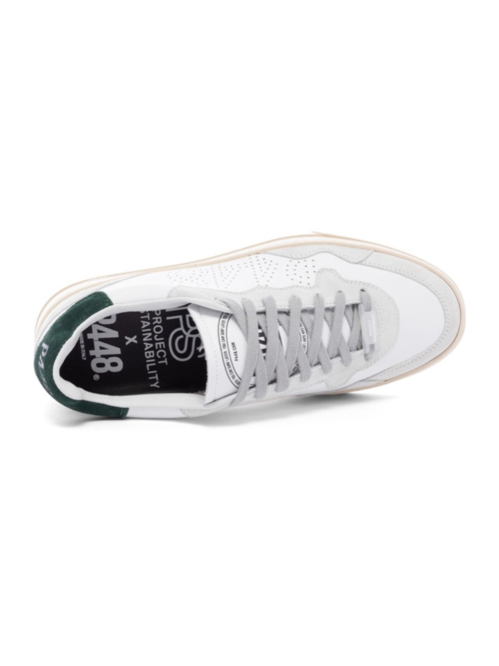 P448 Bali Women Sneakers EU 36 US 6 White Green Leather Low Top Italy NWT - Picture 5 of 6